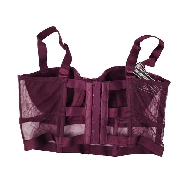 Victoria Secret Very Sexy Lined Balconet‎ Maroon Long Line Ribcage Bra 34B - Picture 4 of 6